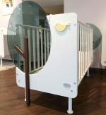 Детская кровать Baby Expert Bosco с реечными бортиками — белый/зеленый