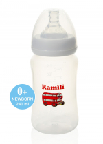 Противоколиковая бутылочка для кормления Ramili Baby 240ML 0+, слабый поток