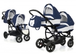Коляска для двойни 3 в 1 Esspero Duetto (шасси Black) — Navy Grey