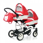 Коляска-люлька для двойни Esspero Duetto (шасси White) — Red Lux