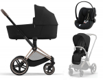 Коляска 3 в 1 Cybex Priam IV Rosegold и автокресло Cloud G i-Size Plus — Sepia Black