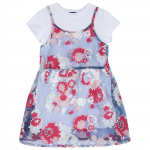 Платье Chicco, принт цветы (сине-красный) — Сине-красный, р.128