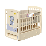 Детская кроватка ВДК "Happy lion" (маятник) массив березы — Слоновая кость