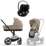 Коляска 3 в 1 Cybex Priam IV Chrome Brown и автокресло Cloud G i-Size — Cozy Beige