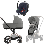 Коляска 3 в 1 Cybex Priam IV Rosegold и автокресло Aton B2 i-Size — Mirage Grey