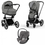 Коляска 3 в 1 Cybex Priam IV (шасси Chrome Black) — Soho Grey