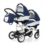 Коляска-люлька для двойни Esspero Duetto (шасси White) — Navy Grey