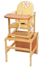 Стульчик для кормления Farfello "Октябренок" (дуб/бук) светлый — ромашки жёлтые