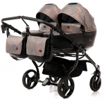 Коляска для двойни 2 в 1 TAKO CORONA DUO — TC-01 DUO черный/узор медь