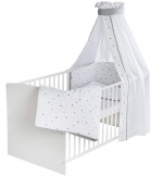 Детская кровать-трансформер Schardt Classic 4 в 1 — 679 (Белый/Серые звезды)