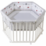 Детский шестиугольный манеж с бампером ROBA Adam Owl — Белый