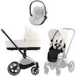 Коляска 3 в 1 Cybex Priam IV Chrome Brown и автокресло Cloud T i-Size Plus — Off White