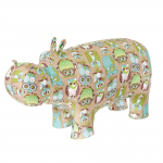 Пуф ООО "Лесет Рус" Бегемот — Совы зелёно-коричневые (ВЕЛЮР)