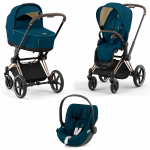 Коляска 3 в 1 Cybex Priam IV (шасси Rosegold) — Mountain Blue