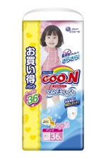 Подгузники GOON NEW Ultra Jumbo Pack Трусики (9-14кг) 56шт — для девочки