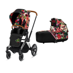 Коляска 2 в 1 Cybex Priam III FE Spring (шасси Chrome Brown) — Blossom dark