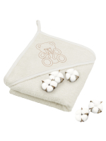 Полотенце махровое с уголком Globex — Мишка с бантиком молочко