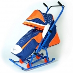 Санки-коляска RT СКОЛЬЗЯШКИ "Мозаика" — синий-оранжевый-белый