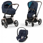 Коляска 3 в 1 Cybex Priam IV (шасси Rosegold) — Nautical Blue