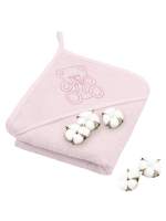 Полотенце махровое с уголком Globex — Мишка с бантиком розовый