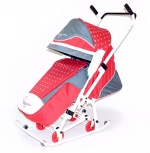Санки-коляска RT СКОЛЬЗЯШКИ "Мозаика" — красный-серый-белый