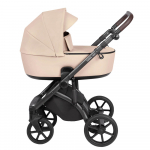 Коляска 3 в 1 Roan Bass Next Кожа — Caramel/Black/руч.Тем.коричневый