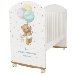 Детская кроватка Indigo "My Sleepy" (колесо-качалка) массив березы — белый Мишка