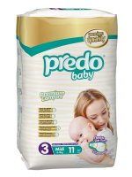 Подгузники Predo Baby Стандартная пачка (11 шт.) № 3 (4-9 кг) средний