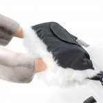 Муфта для рук на коляску Esspero Magda (Натуральный мех) — Black Carbon