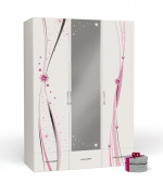 Шкаф 3х дверный ABC-KING Принцесса — с зеркалом, каркас белый