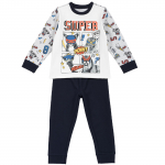 Пижама Chicco, принт Super, длинный рукав, для мальчиков — Тёмно-синий, р.116