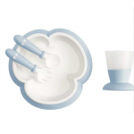 Набор для кормления (тарелка, ложка, вилка, кружка) BabyBjorn [ art. 0781 ] — 67/ нежно-голубой