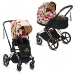 Коляска 2 в 1 Cybex Priam III FE Spring (шасси Rosegold) — Blossom light