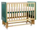 Детская кроватка ANTEMI Mari 120х60 с маятником — Зеленый/дерево