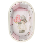 Комплект в кроватку Альма-няня 6 предметов "Доброй ночи"  — зайка с пионом NEW