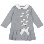 Платье Chicco, принт Цветочный хлопок, длинный рукав, цвет серый — Серый, р.74