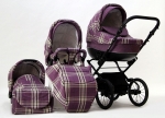 Коляска 3 в 1 Farfello Fly-Line — FY7 сиреневый клетка