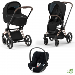Коляска 3 в 1 Cybex Priam IV (шасси Rosegold) — Onyx Black