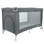 Манеж-кровать Indigo Fortuna, лен, 1 уровень, москитка, 2 кольца — Серый