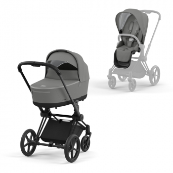 Коляска 2 в 1 Cybex Priam IV (шасси Matt Black) — Soho Grey