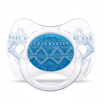 Пустышка Suavinex "Haute Couture NEW" от 4-18мес с силиконовой физиологической соской — синий