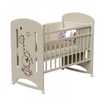 Детская кроватка ВДК DINO (колесо-качалка) — слоновая кость