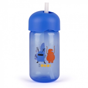 Бутылка Suavinex BOOO от 18мес, с трубочкой — голубой