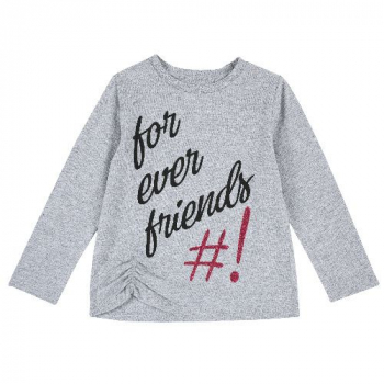 Лонгслив Chicco принт For ever friends, для девочек, цвет серый (ошибка)