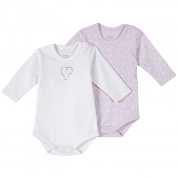 Боди (2 шт.) Chicco, принт Rabbit, длинный рукав, для девочек, цвет розовый