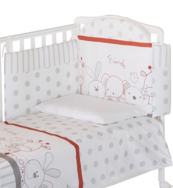 Постельный комплект Italbaby Rabbit 5 предметов  — красный