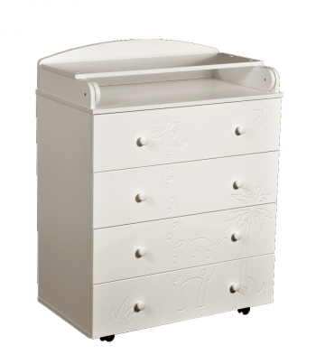 Пеленальный комод Антел Ульяна (9) Жираф 800/4 МДФ — Белый