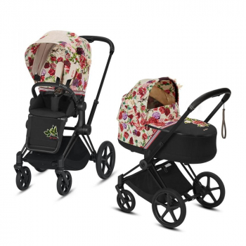 Коляска 2 в 1 Cybex Priam III FE Spring (шасси Matt Black) — Blossom light