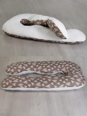 Подушка для беременных Amarobaby 340х72 сердечки — кофе