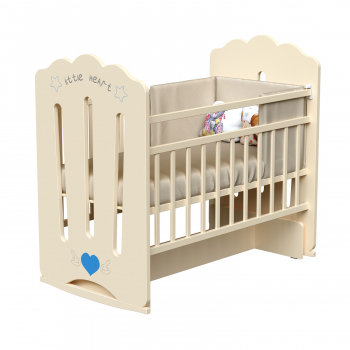 Детская кроватка ВДК Little Heart (колесо-качалка с маятником) — слоновая кость